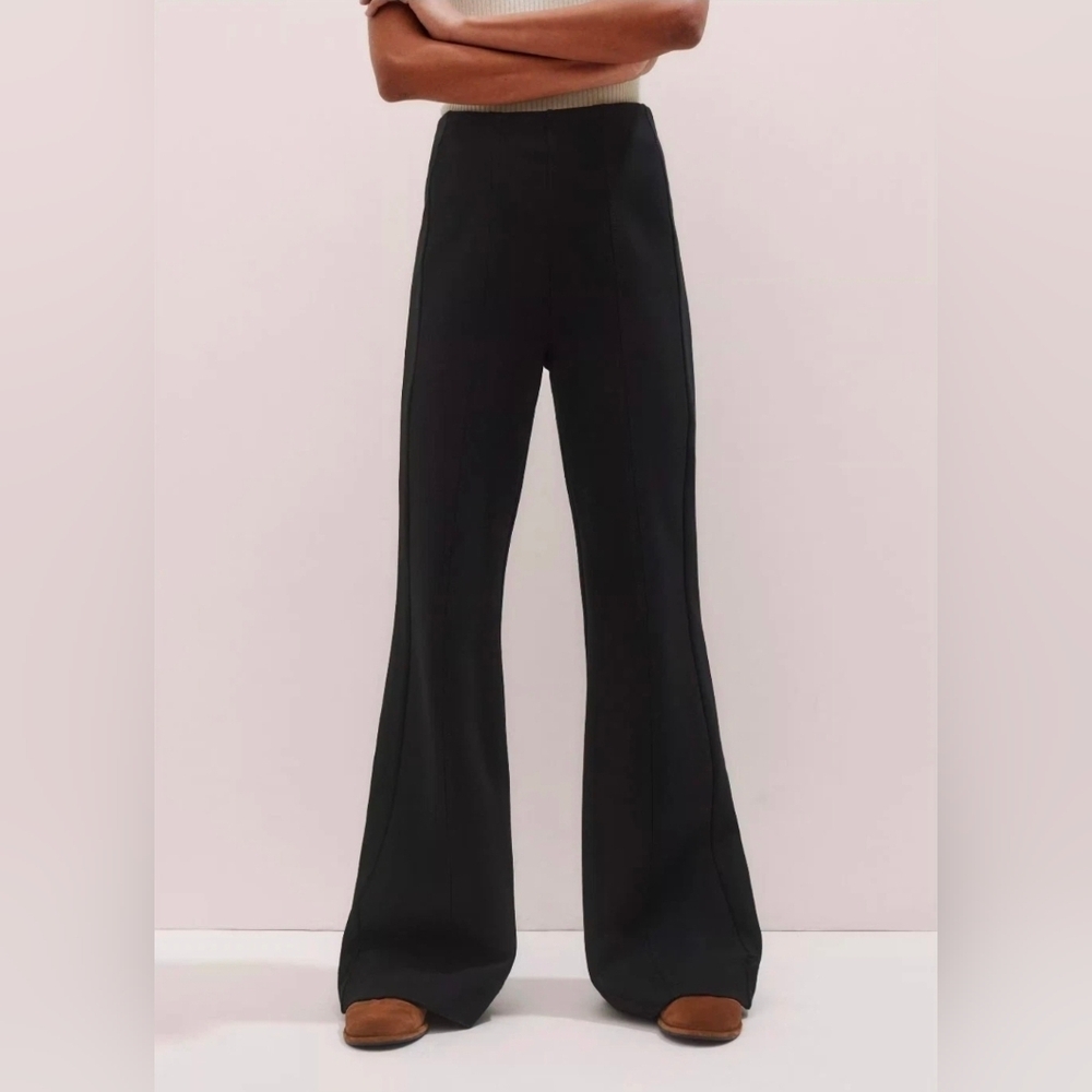 ME+EM Tailored Ponte Kick Flare Leg Black Trouser Pant Short Length Women Sz 12